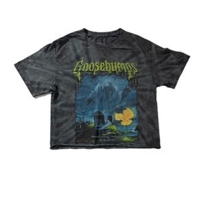 Goosebumps Y2K Crop Top Womens S Horror Graphic Tie Dye T Shirt